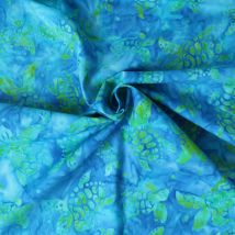 Tissu Coton Imprimé Batik Tortika Sur Fond Bleu Lagon - Au Mètre - Craftine