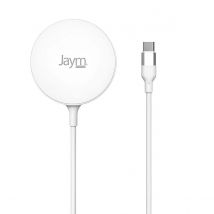 Jaym Chargeur À Induction 15w Aimanté Magsafe Avec Parasurtenseur Et Fonction Stand Blanc