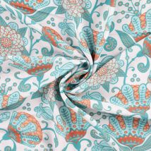 Tissu Voile Ibiza Fleuris Sur Fond Blanc - Au Mètre - Craftine