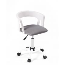 Chaise Bureau À Roulettes, Accoudoirs, Assise Rembourée, Hauteur Réglable, Pivotant, Pied Métal Aya (blanc-gris) - Kayelles