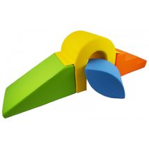Set De Blocs En Mousse 4 Éléments Avec Petit Pont Jaune, Vert, Bleu, Orange - Velinda