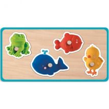 Puzzle En Bois Quadrinimo - 4 Pieces - Janod - Puzzle A Encastrer Animaux - Puzzle Avec Boutons - Janod