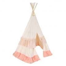 Tente Tipi Rose Blanc Avec Volants - Moi Mili