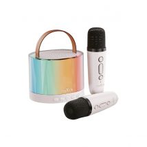 Maxlife Enceinte Bluetooth Karaoké Portable 5w Avec 2 Micros Sans Fil Lumineux Blanc