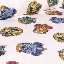 Tissus Velours D'Ameublement Sous Licence Ecusson Maison Sur Fond Blanc Cassé - Au Mètre - Craftine