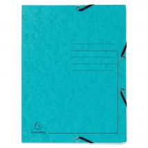 Chemise À Élastique 3 Rabats Carte Lustrée 355gm2 - A4 - Turquoise - X 25 - Exacompta