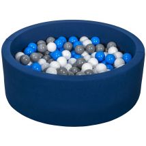 Piscine À Balles Aire De Jeu + 200 Balles Bleu Marine Blanc,bleu,gris - Velinda