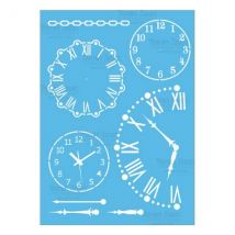 Pochoir Plastique Souple Réutilisable 18,5 X 14,5 Cm Fabrika Decoru Horloge 093 - FABRIKA DECORU