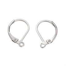 10 Crochets Boules D'Oreilles Dormeuses Argentés En Acier Inoxydable 304 - 16 X 10 Mm - La boutique de Karine