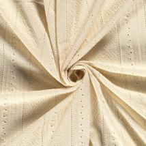 Tissu Voile De Coton Brodé Abstrait Crème - Au Mètre - Craftine