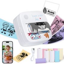 Wellkitch - Imprimante Photo Portable Mini Imprimante Instantané Sans Fil Avec 13 Rouleaux 5 Stylo Papier Pr Photo Étiquette Memo A33 - Bleu