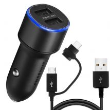 Chargeur Allume-cigare Samsung Original Fast Charge Câble Usb 1.5m Noir
