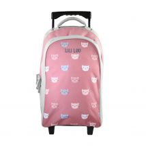 Lili Lou - Sac À Dos À Roulettes Gris/rose 2 Compartiments - Bagtrotter