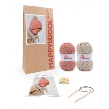 Kit Tricot Bonnet Ted Et Echarpe Telmo Rose Des Sables 4a - Phildar