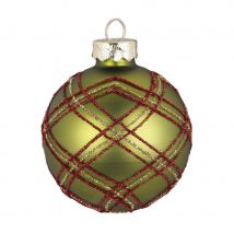 Boule Tartan Vert (6 Cm) - Verre - Annikids