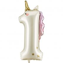Ballon Aluminium Géant Licorne Chiffre 1 - 93 Cm - PartyDeco