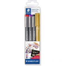 Lot De 4 Feutres Pigment Liner Staedtler Assortiment Couleurs Et Pointes