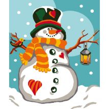Kit Canevas Blanc Bonhomme De Neige 25x30 Cm 100% Coton - LUC