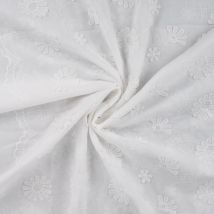 Tissu Broderie Anglaise Fleurs 3d Blanc - Au Mètre - Craftine