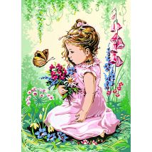 Canevas Antique Elise Et Le Papillon 45x60cm - SEG
