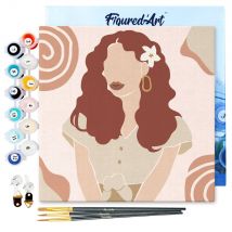 Mini Peinture Par Numéro Figured'art 20x20cm Avec Cadre Femme Et Fleur Dans Les Cheveux - Petit Format