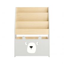 Sobuy Kmb104-hg Bibliothèque Enfant, Étagère De Rangement Jouets Pour Enfants, Porte-revues Avec Boître Roulante Et 3 Étagères - Sobuy