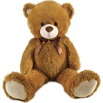 Ours En Peluche Marron Avec Noeud +/- 100 Cm - Planet Pluch - Magnifique Ours De 1 Metre En Peluche Douce. - Jemini