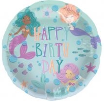 Ballon Aluminium À Plat Mermaid Magic - Ø45 Cm - Sloli