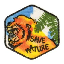 Ecusson Thermocollant Sauvez La Nature Gorille 5.5x5.5cm - MyMercerie