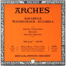 Bloc - Peinture Aquarelle - 20x20cm - 300g - 20 Feuilles - Grain Torchon - Arches