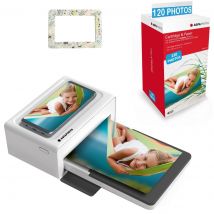 Agfa Photo Pack Imprimante Realipix Moments + Cartouches Et Papiers 120 Photos + Joli Cadre Magnétique - Impression Bluetooth Photo 10x15 Cm, Ios Et 