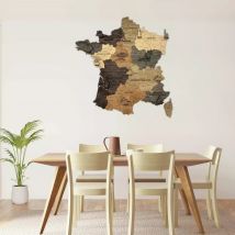 Carte De France En Bois 2d Graphite - Creatifwood