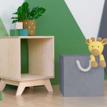 Boîte De Rangement Bois Modèle 3 - Poignées Corde - Gris - 33 X 33 X 37 Cm - Benlemi
