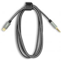 Câble Audio Usb-c Vers Jack 3.5mm 4 Broches Mâle Nylon Tressé 1.5m Linq Noir