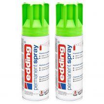 Lot De 2 Sprays 200ml Peinture Permanent 5200 Vert Fluorescent Mat Edding - Edding