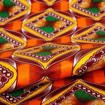 Tissu Wax Africain N° 462 Orange - Craftine