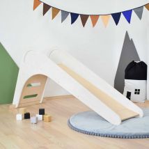 Toboggan D'Intérieur - Bois Blanc - 3 À 8 Ans - 80 X 64 X 172 Cm - Benlemi