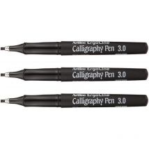 Lot De 3 Feutres - Noir - Calligraphie - Pointe Fine De 3mm - Artline - Calligraphy Pen