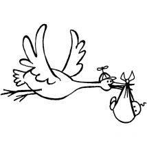 Tampon En Bois Cigogne Et Bébé - Posca