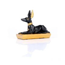 Figurine - Anubis - Allongé - Noir Et Or - Egypte - Décoration - 10cm Longueur - PUCKATOR