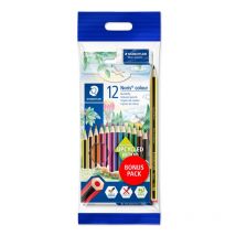 12 Crayons De Couleur - Gomme Mars Plastic - Crayon Graphite Hb - Noris Colour - Staedtler