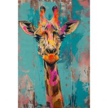 Tableau Sur Toile Girafe Colorée 30x45 Cm - Ceanothe