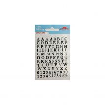 92 Autocollants - Alphabet - Noir & Argenté - Paillettes - 1,8 Cm - Global Gift