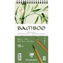Carnet - Aquarelle - 13,5 X 25 Cm - Spirale - 15 Feuilles - Clairefontaine - Bamboo