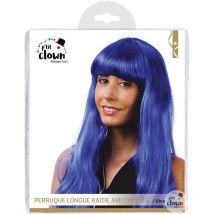Perruque - Bleu - Avec Frange - Déguisement - Cheveux Longs - Soirée Disco - Petit Joueur