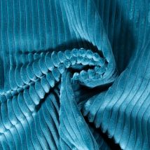Tissu Doudou Côtelé D'Ameublement 10 Mm Uni Bleu Canard - Au Mètre - Craftine