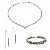 Collier, Bracelet Et Boucles D'Oreilles Lumia En Pierres Turquoise Africain - SLOYA