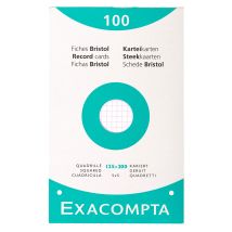 Étui De 100 Fiches - Bristol Blanc Quadrillé 5x5 Perforé 125x200mm - Blanc - X 12 - Exacompta