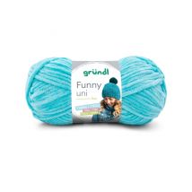 Fil À Tricoter Effet Velour Funny - Grundl - 100 Gr - Oeko-tex 24 Bleu - Gründl