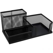 Organiseur De Bureau - 3 Compartiments - Métal - Noir - Pour Le Bureau - Atoutbois